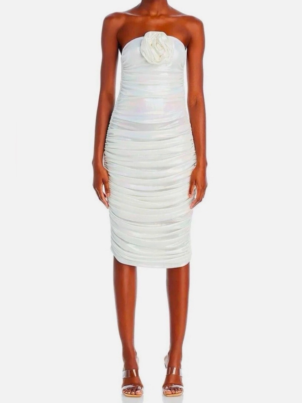 Bahia Maria Roxane Rosette Ivory Iridescent Cocktail & Party Dress XS MSRP $484